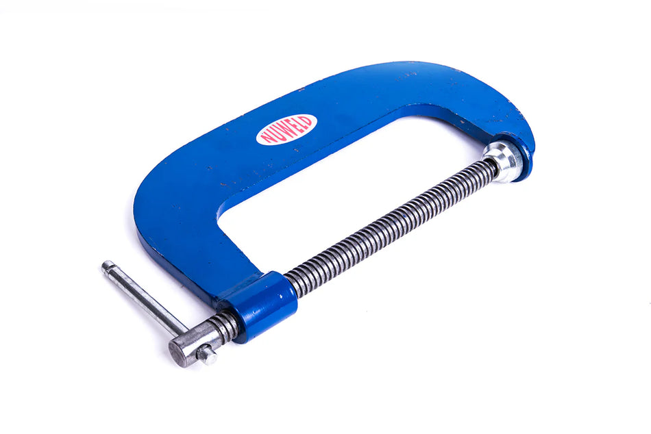 Heavy duty steel G clamp from Core Engineering Depot, 200mm (8") standard throat for woodworking and metalworking tasks.