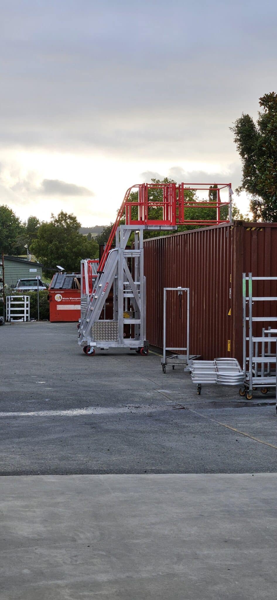 Core Engineering Depot EasyRaise mobile access steps with platform for safe, secure height access in industrial and maintenance settings.