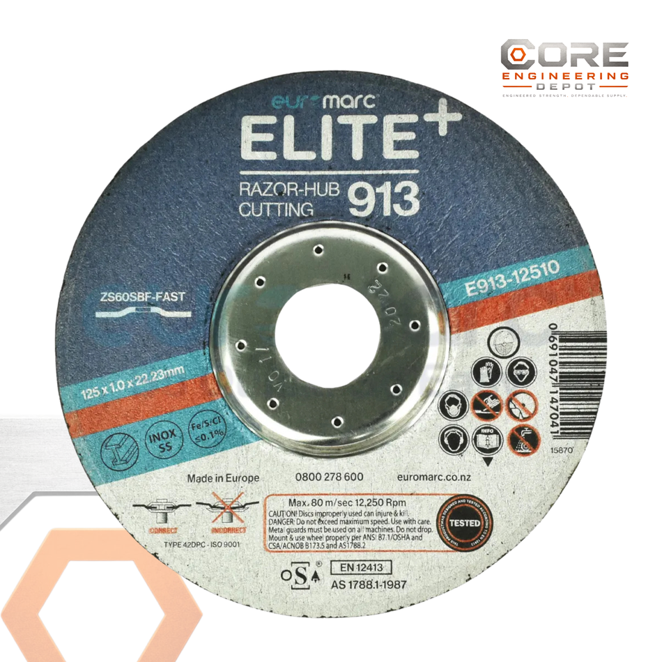 Core Engineering Depot ELITE+ Incizor Grinding Disc 943 abrasives, 100-pack bulk buy, close-up of grinding disc for metal grinding.