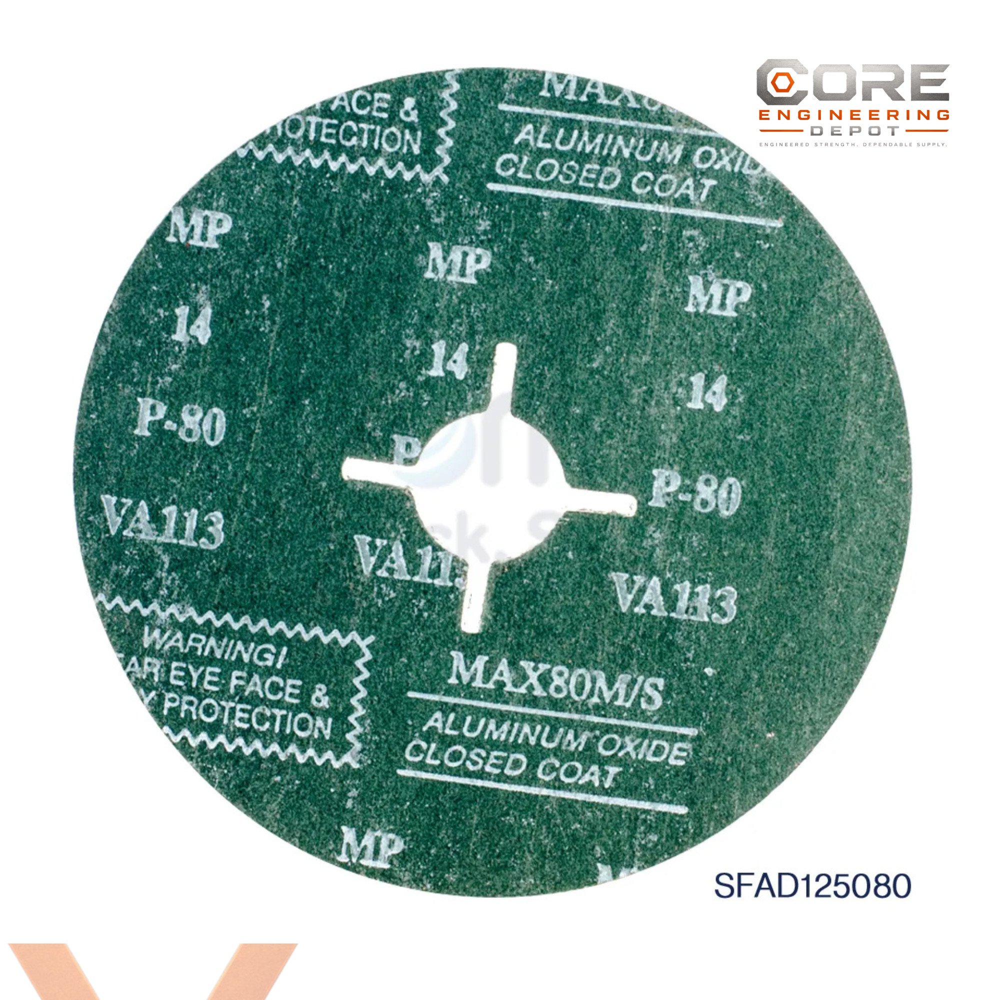 Core Engineering Depot Deerfos VA113 180mm general purpose fibre disc, abrasive disc for grinding and polishing, 200 pack bulk buy