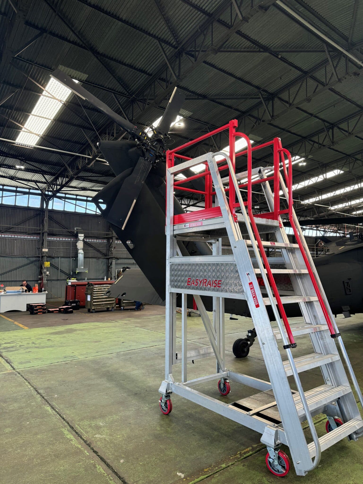 Blackhawk EasyRaise mobile access steps with platform for safe climbing, designed by Core Engineering Depot.