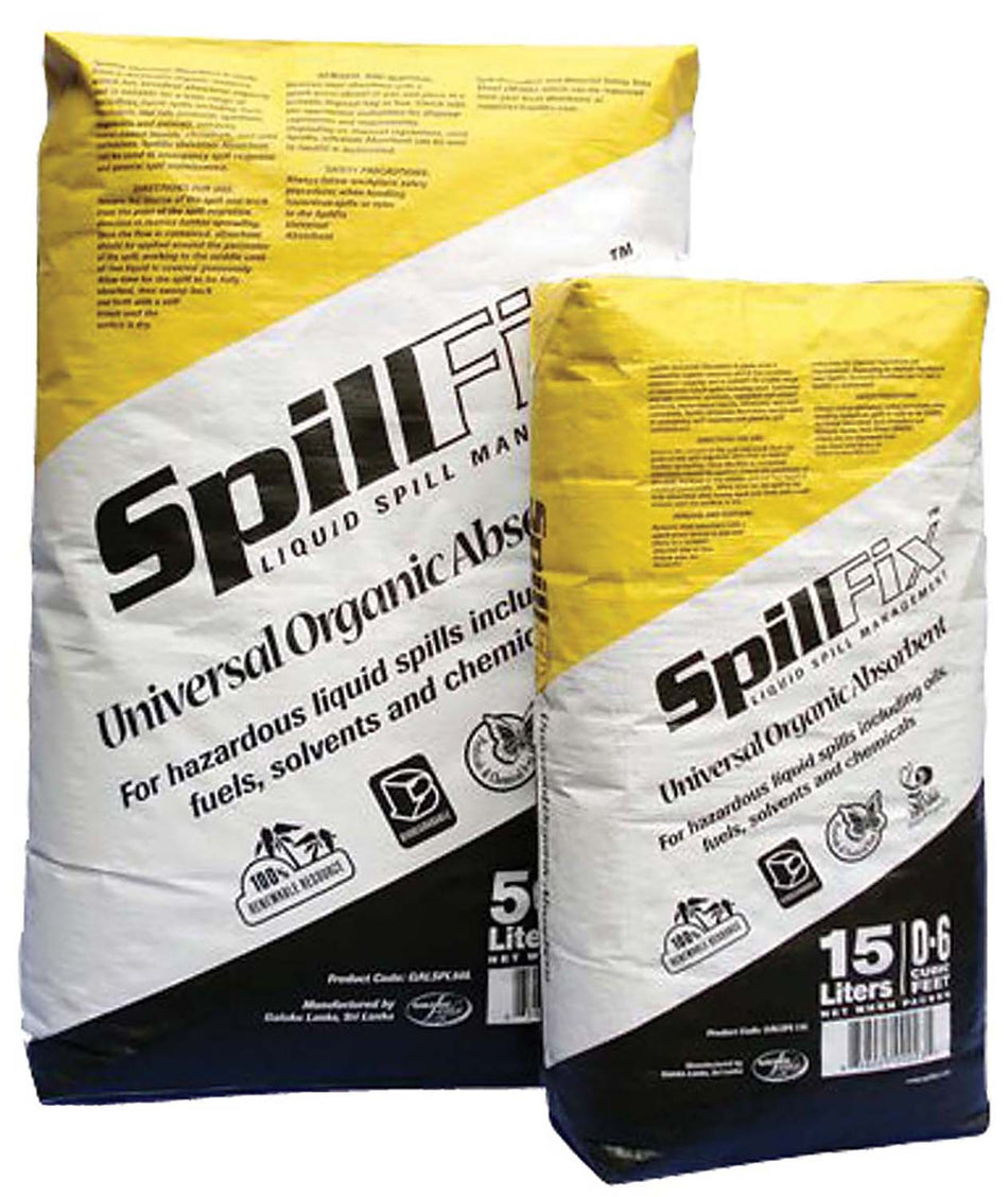 Core Engineering Depot Spillfix universal organic coir absorbent in 15 Ltr container, used for spill management and absorption.