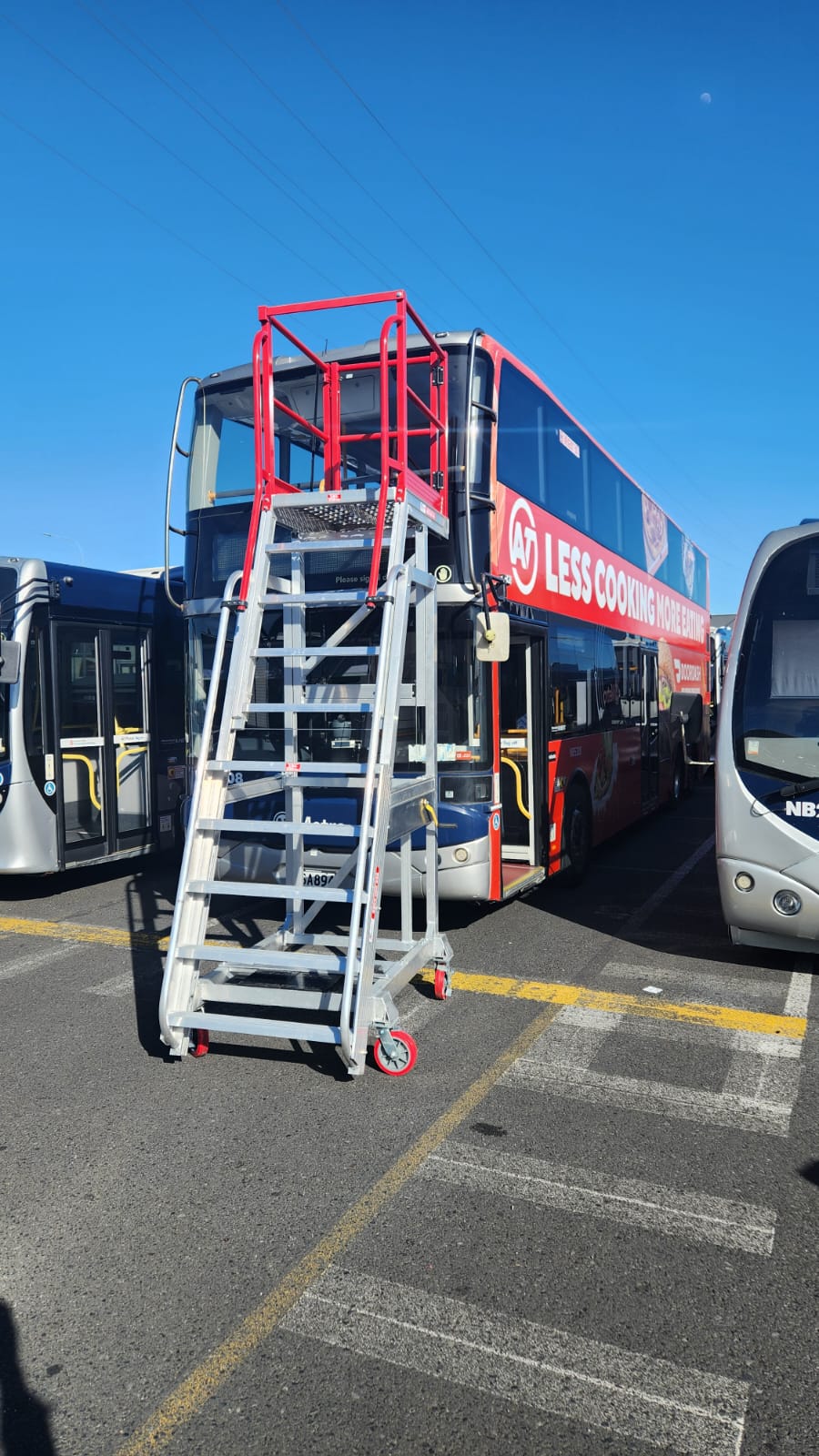 Core Engineering Depot EasyRaise mobile access steps with platform, safety equipment for secure height access, shown in image.