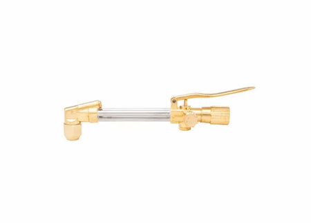 Core Engineering Depot Harris Model 73-3 all fuel gases cutting attachment connected to a cutting torch for industrial metal cutting.