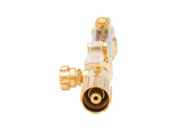 Core Engineering Depot Harris Model 73-3 all fuel gases cutting attachment connected to a cutting torch, ready for use.