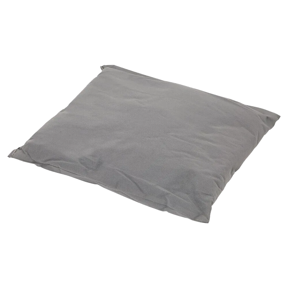 Box of 12 Garrick Absorbent Pillows by Core Engineering Depot for spill management, shown in a spill cleanup scenario.