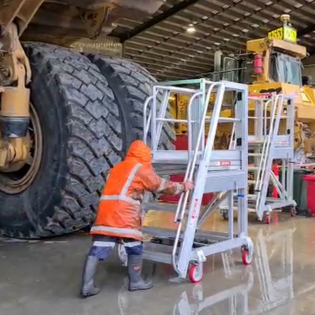 Core Engineering Depot EasyRaise mobile access steps with platform for safe insitu mining access and height elevation.
