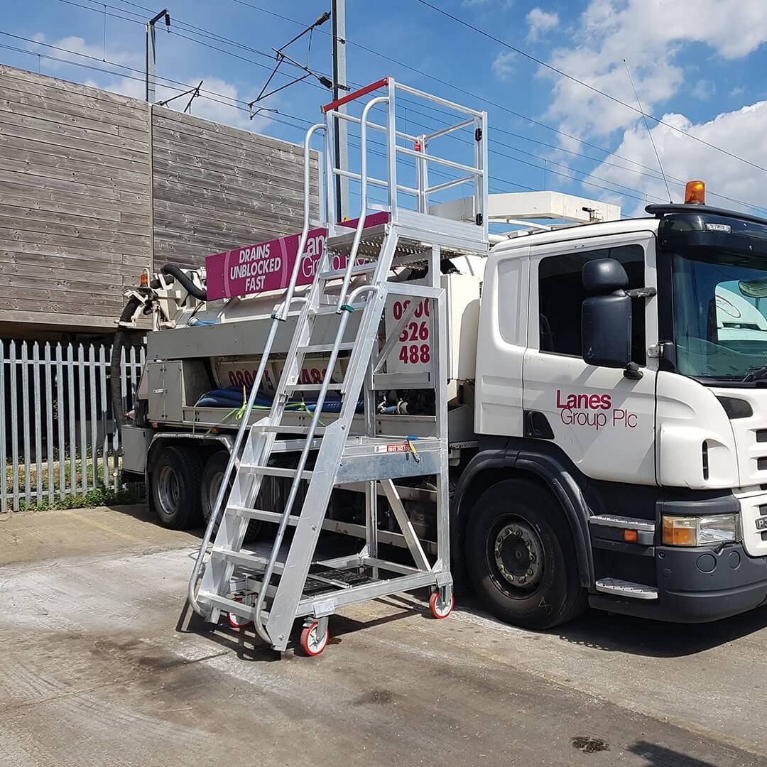 Core Engineering Depot EasyRaise mobile access steps with platform for safe, versatile workplace access and height adjustment.