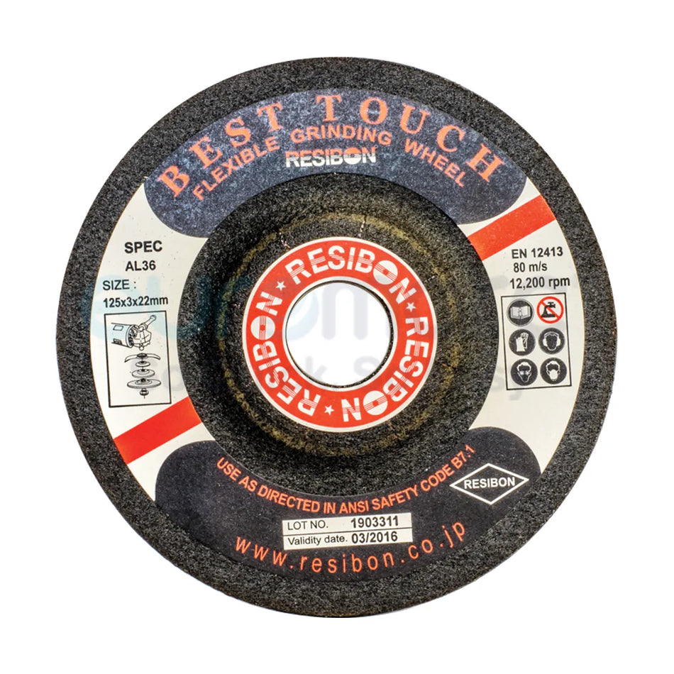 Core Engineering Depot Resibon Best Touch flexible grinding disc for aluminum, 125mm size, ideal for precise abrasive grinding tasks.