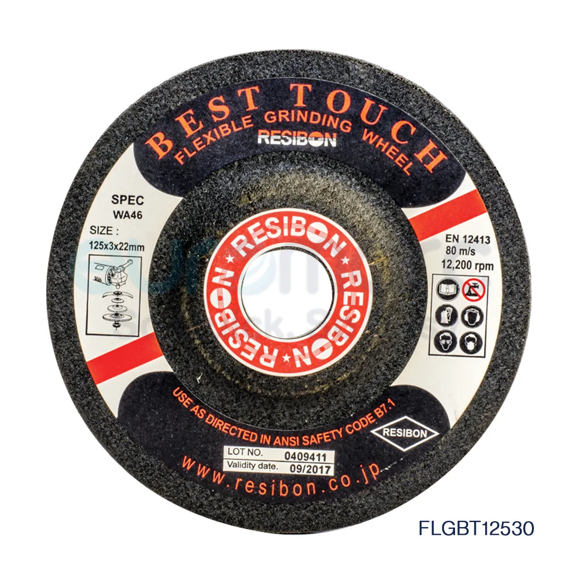 Resibon Best Touch Flexible Grinding Disc WA46, 125x3x22mm, shown in a pack of 10, ideal for abrasive grinding applications.