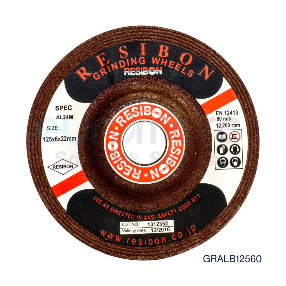 Set of 10 Resibon Aluminium Grinding Discs by Core Engineering Depot, 125x6x22mm abrasive discs for metal grinding and cutting.