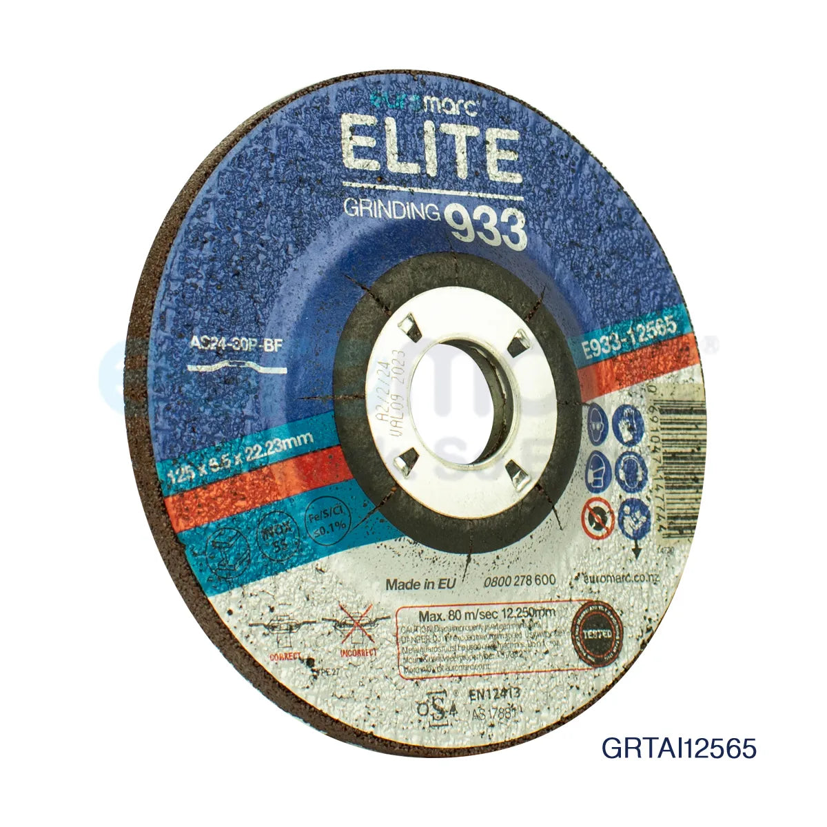 10-pack of Core Engineering Depot ELITE 933 grinding discs for abrasives, 125mm diameter, shown in black with textured surface.