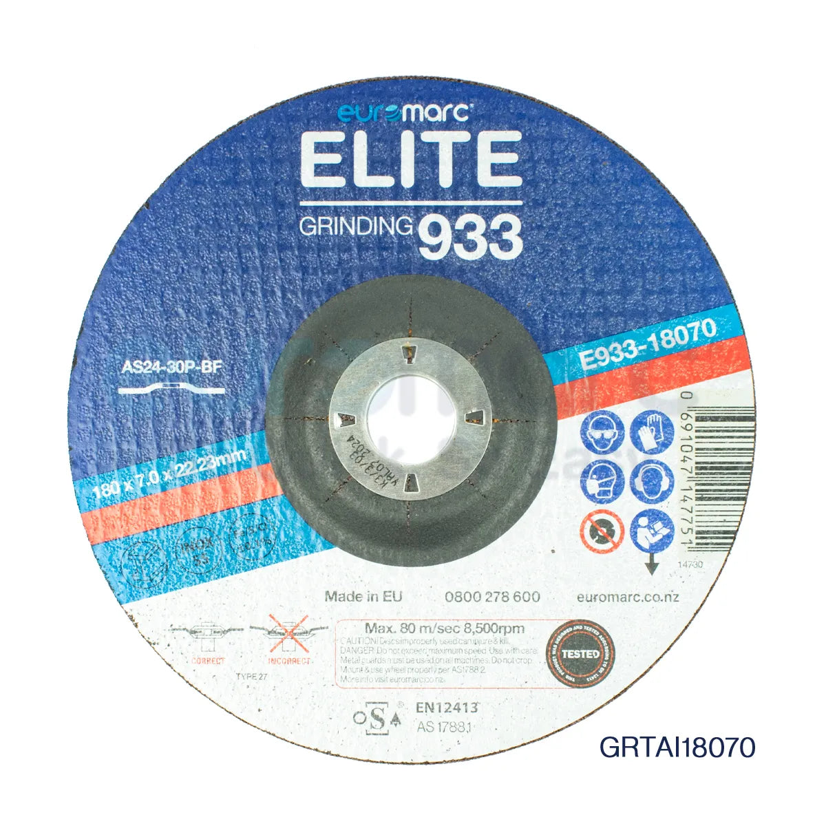 Set of 10 Core Engineering Depot ELITE 933 grinding discs, 180mm abrasives for metal grinding and surface preparation.