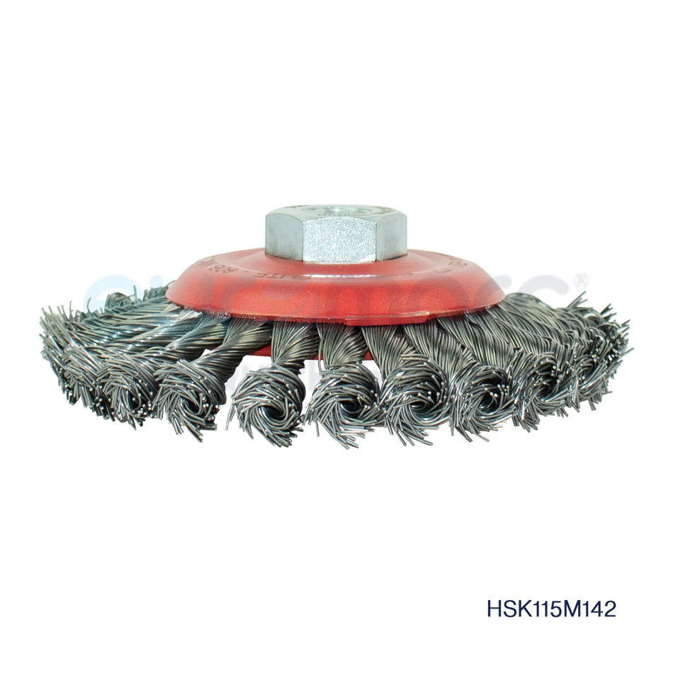Core Engineering Depot ELITE Twist Knot Bevel Brush 606 for abrasives, featuring steel bristles and twist knot design.
