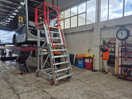 Core Engineering Depot EasyRaise mobile access steps with platform for safe, stable height access, shown in the image.