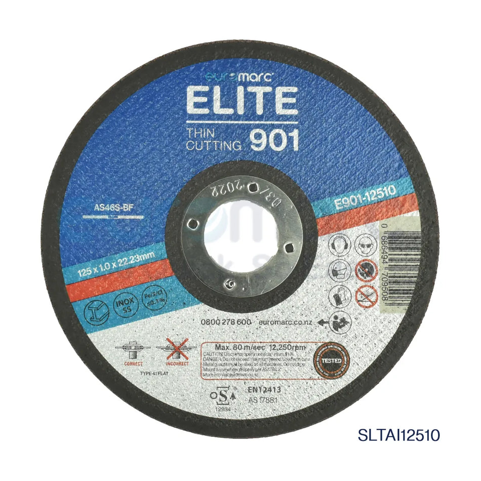 Set of 10 ELITE Thin 901 cutting discs by Core Engineering Depot, 125x1mm abrasive discs for metal cutting tasks.