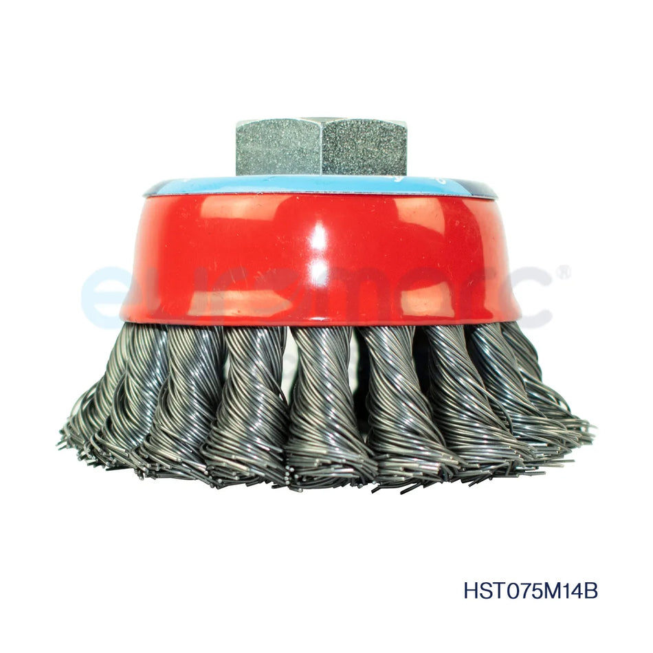 Core Engineering Depot ELITE Twist Knot Cup Brush for angle grinders, designed for cleaning and surface preparation of stainless steel.